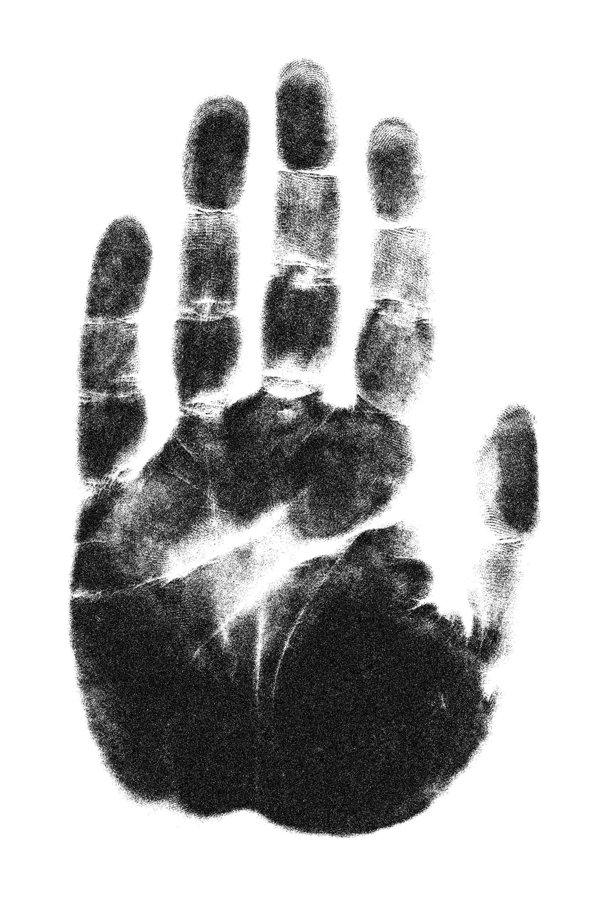 Black and white photo of a hand print — fingerprint background check