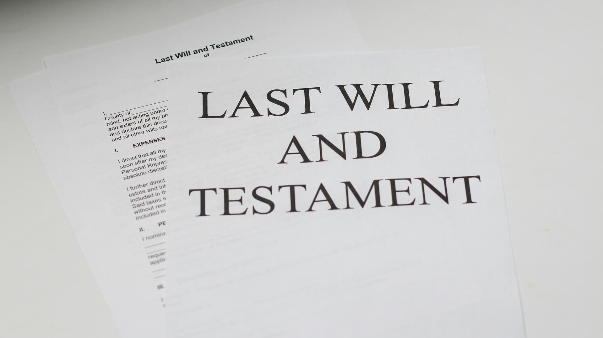 Last Will and Testament document on white paper